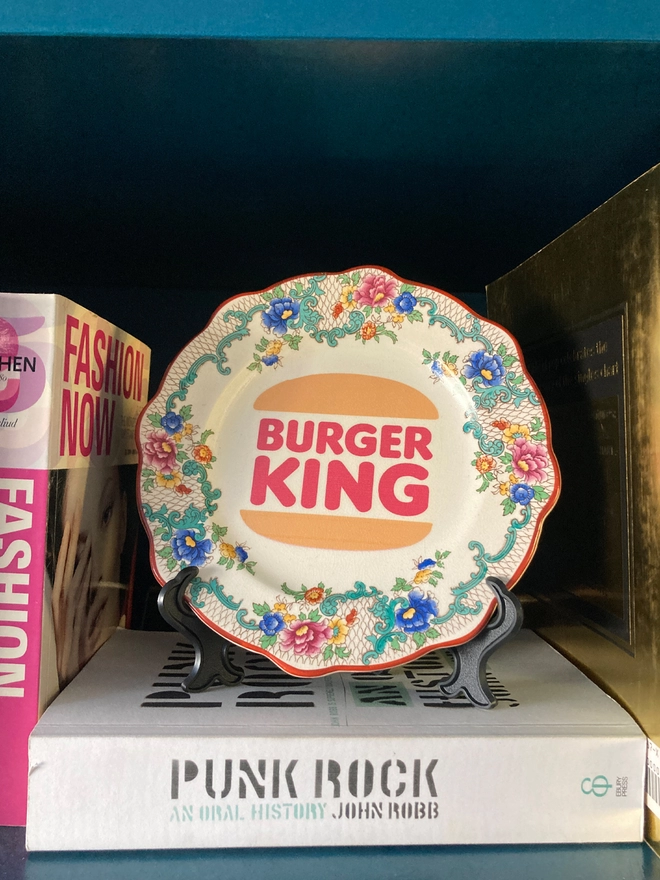 Vintage plate, Burger King, Hand printed, original, one-off, fast food, vintage burger king plate