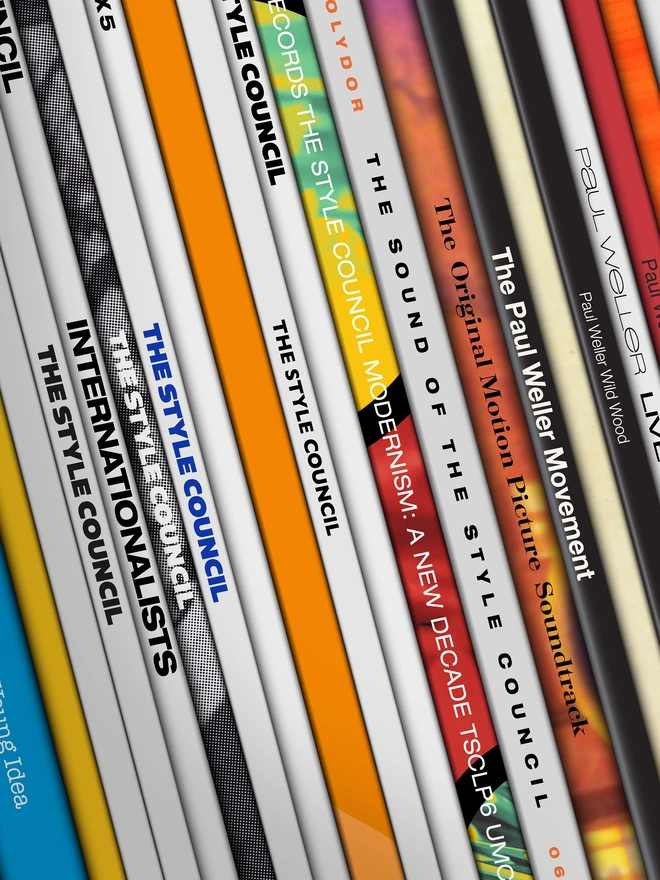 Fine Art print of vinyl records Paul Weller album spines detail