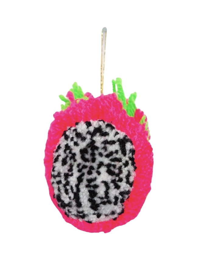 Handmade Dragon Fruit Pom Pom Bauble Decoration