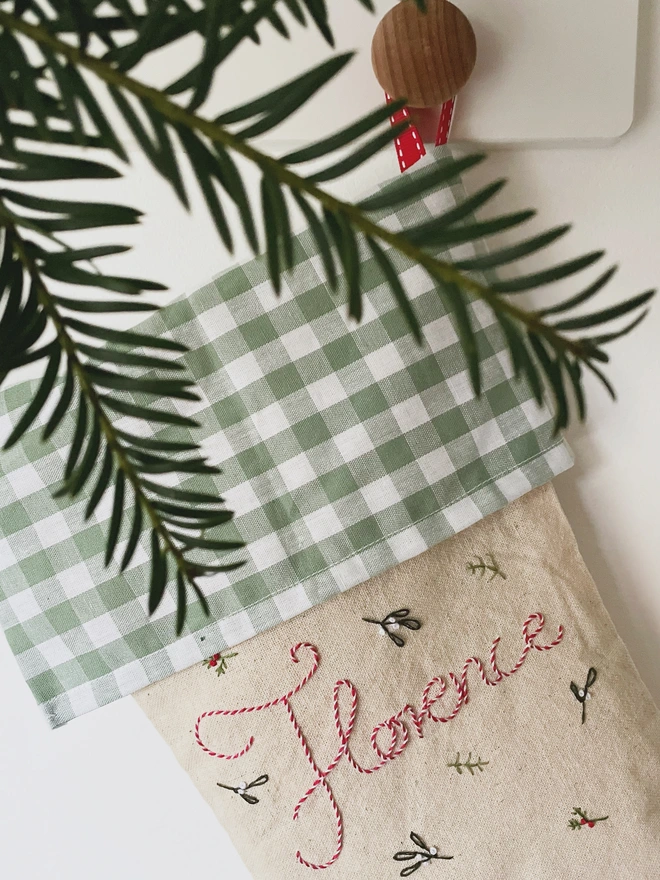 Christmas stocking with the name Florence