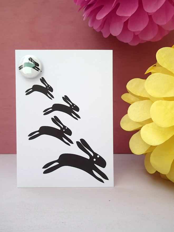 Leaping Rabbits greeting card