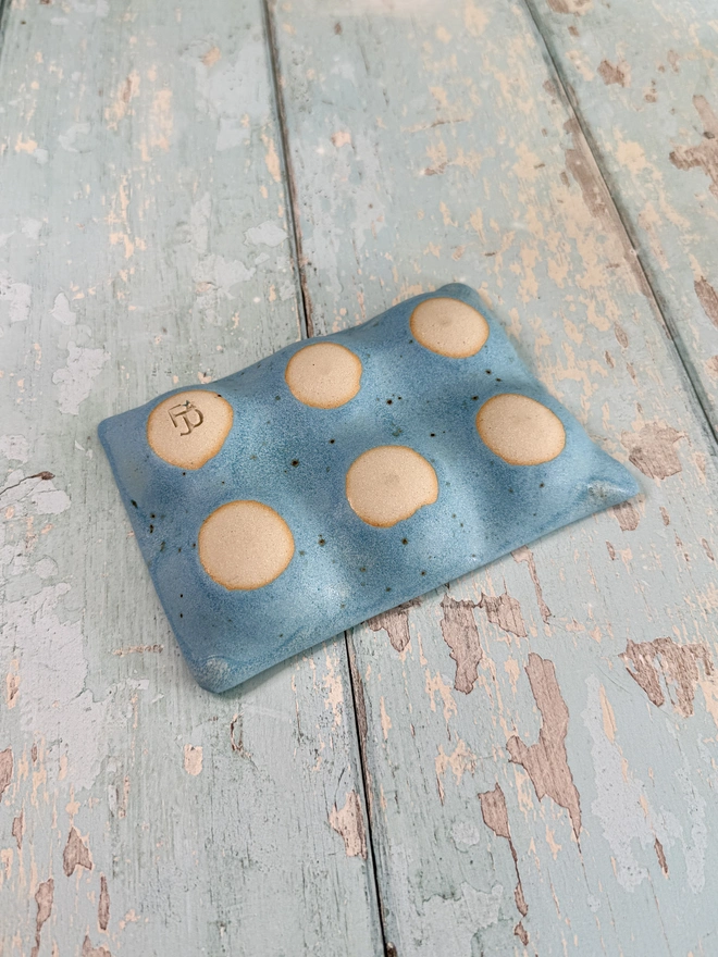 Blue Ceramic Egg Tray kitchen storage 