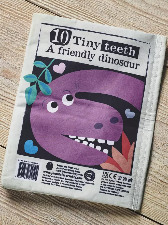 Dinosaur Counting 1-10 crinkly cloth book back cover