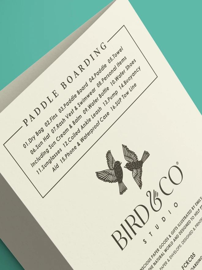 Paddle boarding card