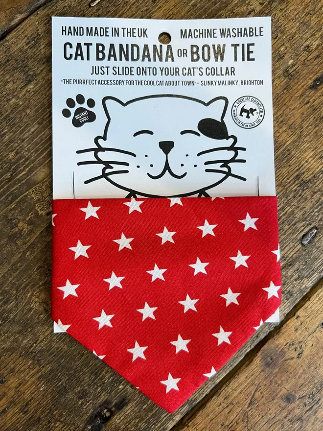 Red and White Star Print Cat Bandana