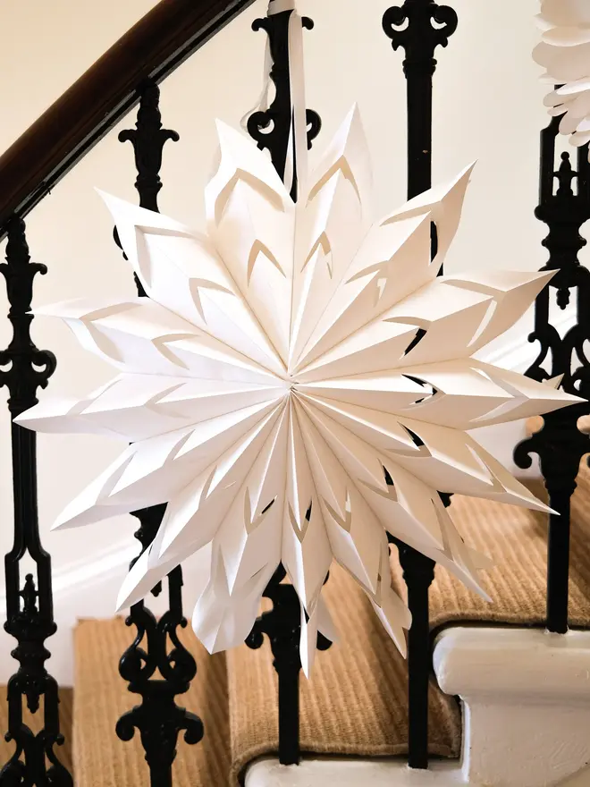 white paper star hanging decoration