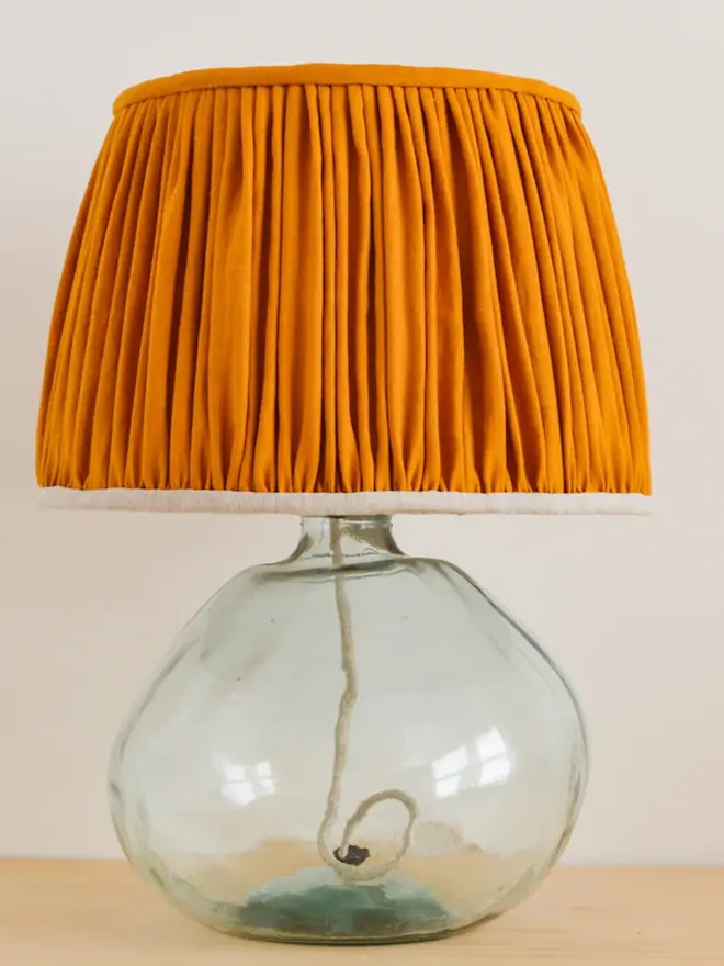 Mustard & Natural Gathered Lampshade
