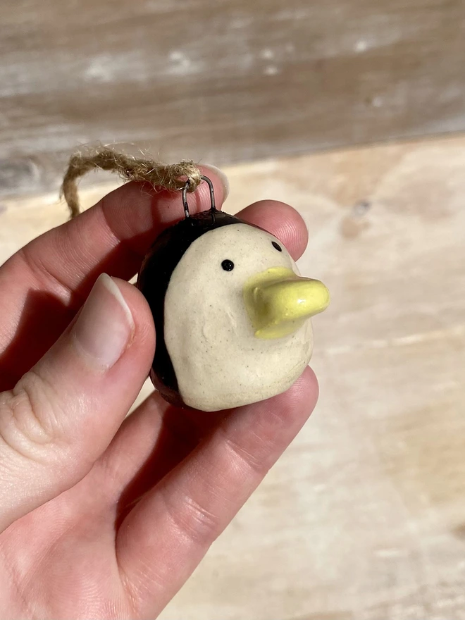 ceramic penguin hanging decoration side