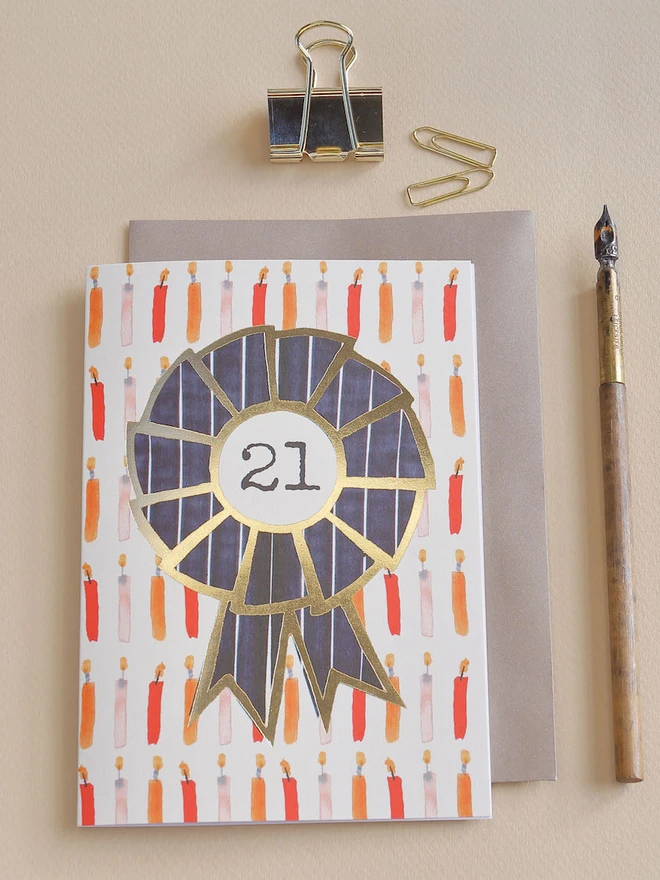 ' 21 Rosette ' Greetings Card