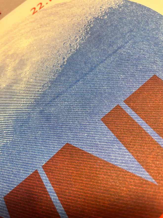 'Pink Floyd' Handmade Risograph Gig Poster, close up. 