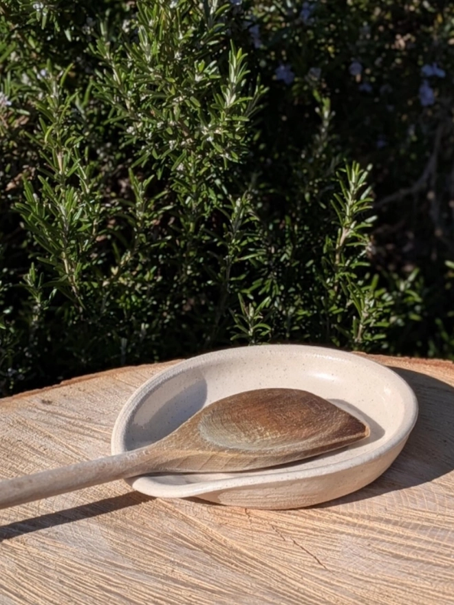 Rustic Spoon Rest. A spoon rest in Raw Speckle.