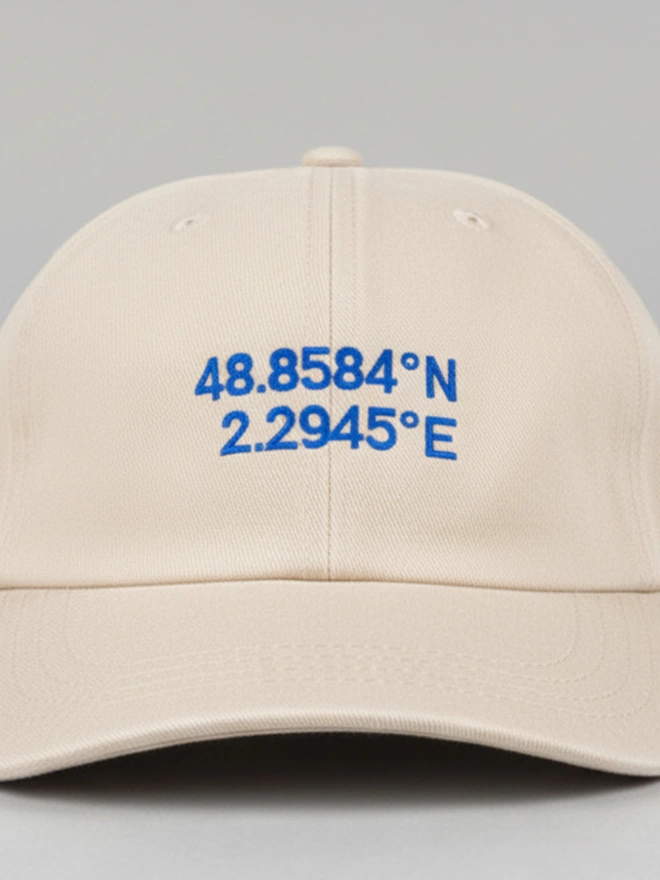 Personalised Embroidered Co-ordinates Cap Beige Detail