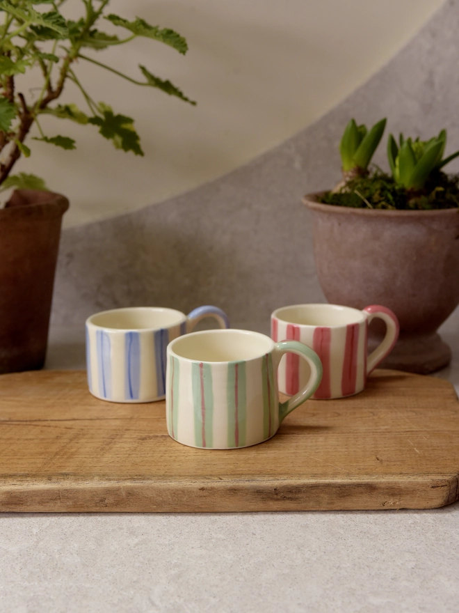 Green stripey mug