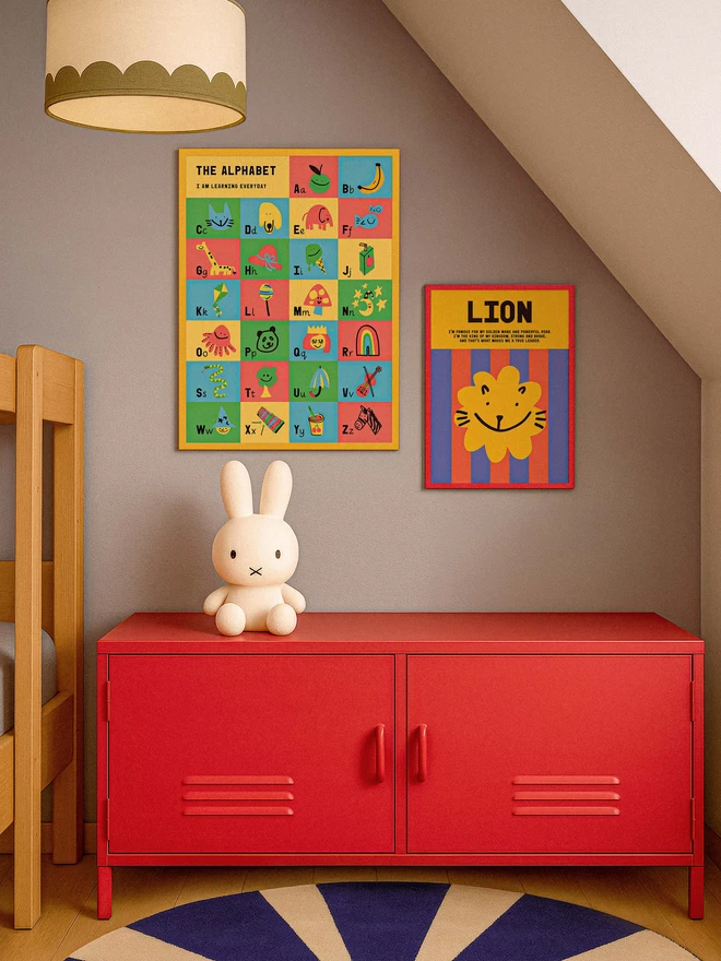 The alphabet in a bedroom