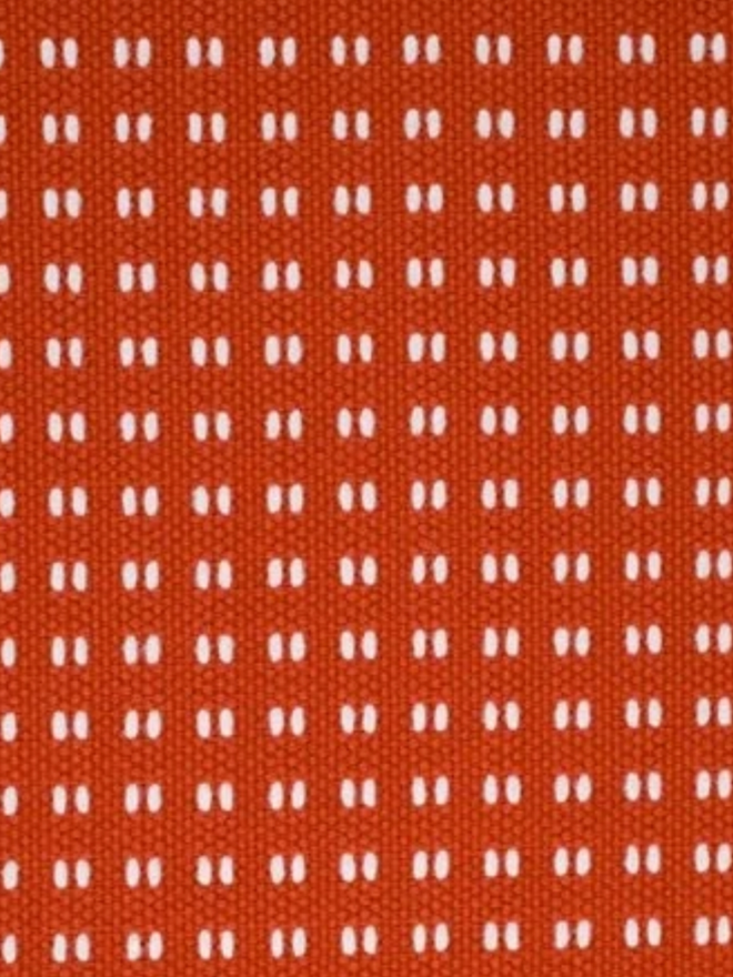 Dots & Dashes Embroidered Parasol. Orange fabric.