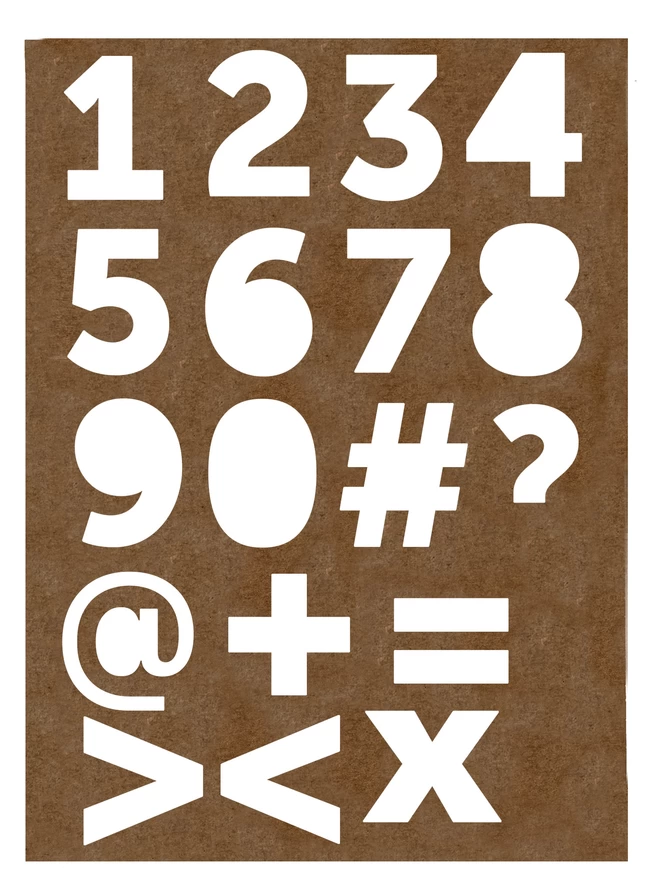 Non plastic numbers stencil