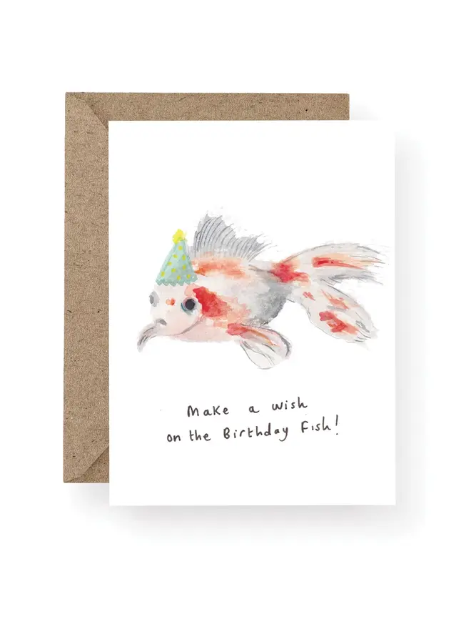 Goldfish 'Make A Wish' birthday card blank inside 