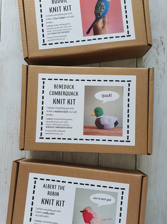 duck knitting kit in gift box