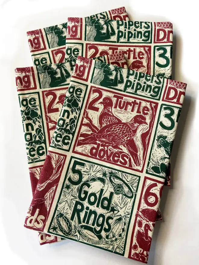 Christmas Organic Cotton Napkins (Set Of 4)