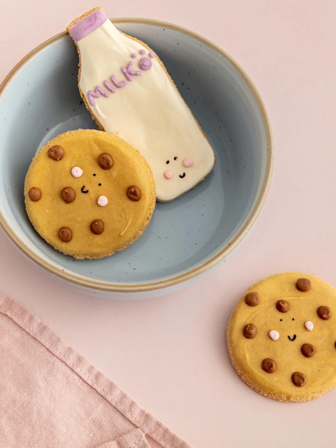 milk and cookies iced dog biscuits