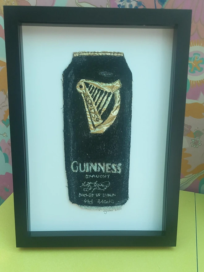 Guinness Irish Stout Draught Can Embroidery Wall Art