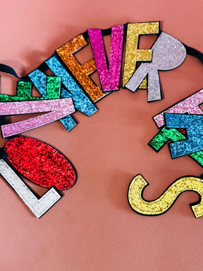 Glitter sign name sign bunting glitter bunting birthday bunting Christmas bunting valentines bunting name sign handmade sign