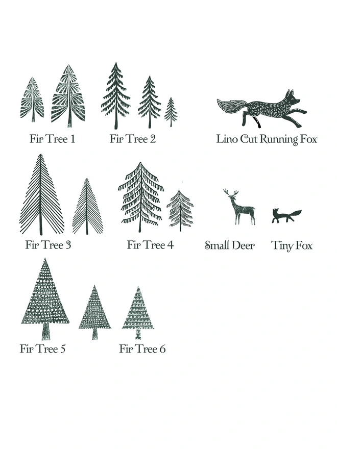 fir tree rubber stamps 