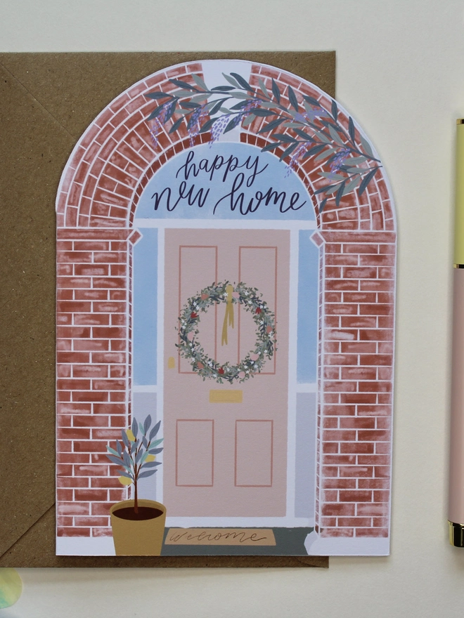 Happy New Home Arch Shape Greeting Card