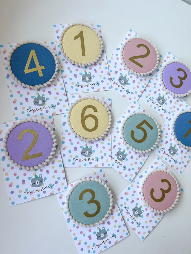 Pastel Colour Birthday Badge with number