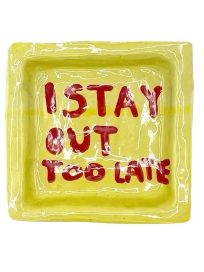 I Stay Out Too Late Trinket Tray Yellow & Red