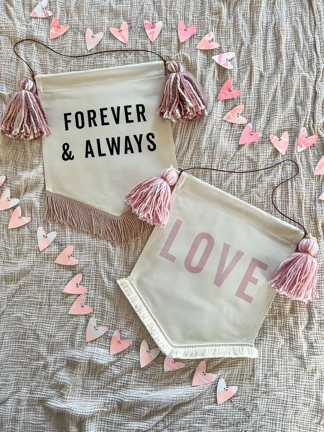 Valentine's Handmade Fabric banners