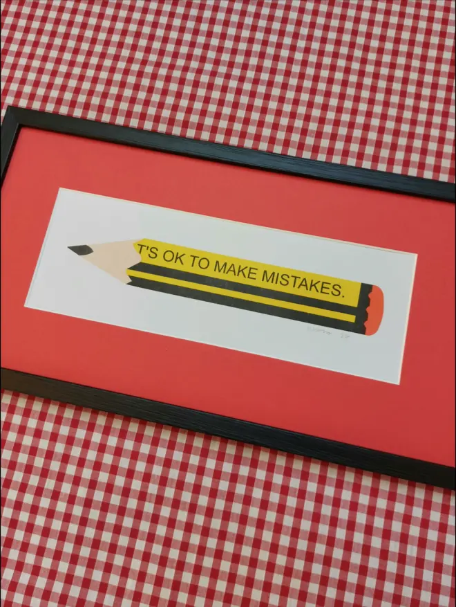 Yellow Pencil Risograph Print Framed