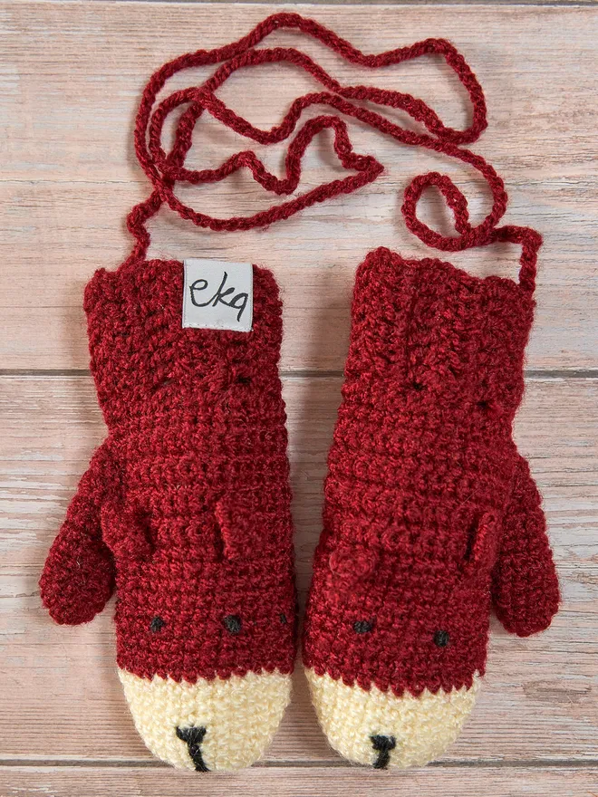 Knitted animal mittens