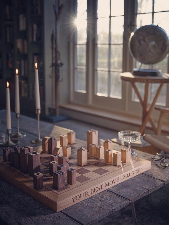 Personalised Oak Chess Board 