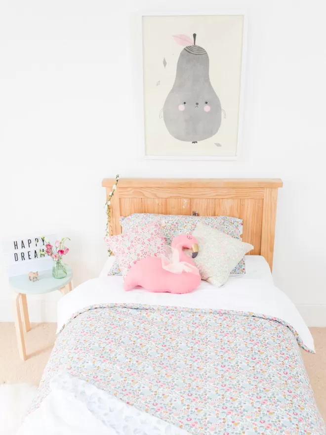 Pillowcase Made With Liberty Fabric 'Betsy Grey'