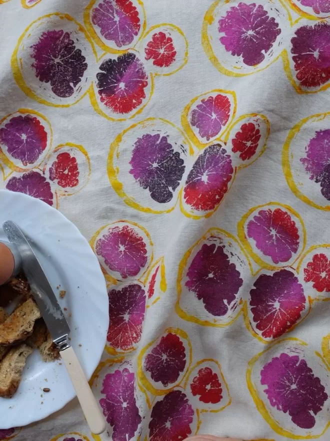 Luxury Grapefruit Linen Tablecloth