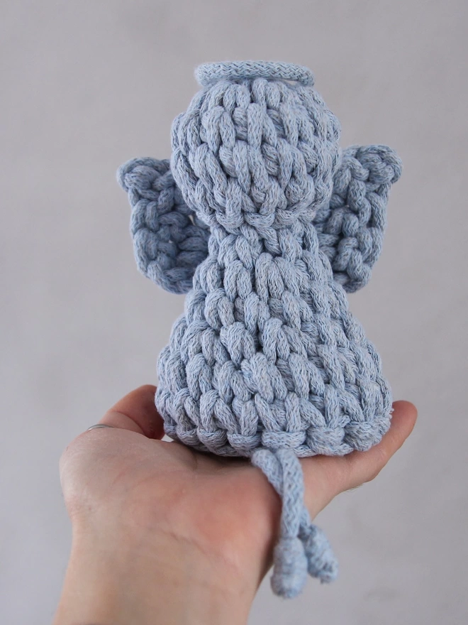 blue hand crochet christmas angel