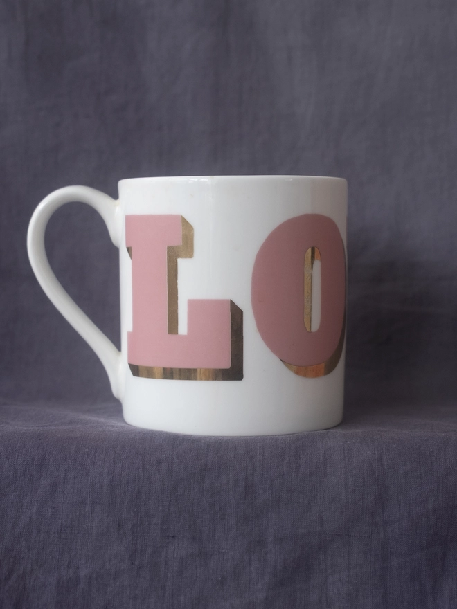 pink gold love mug
