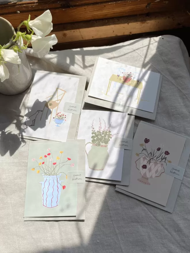joyful, illustrated mini greetings cards 