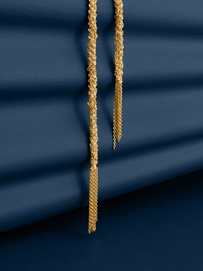 Loel Gold Woven Thread Lariat Knot Necklace