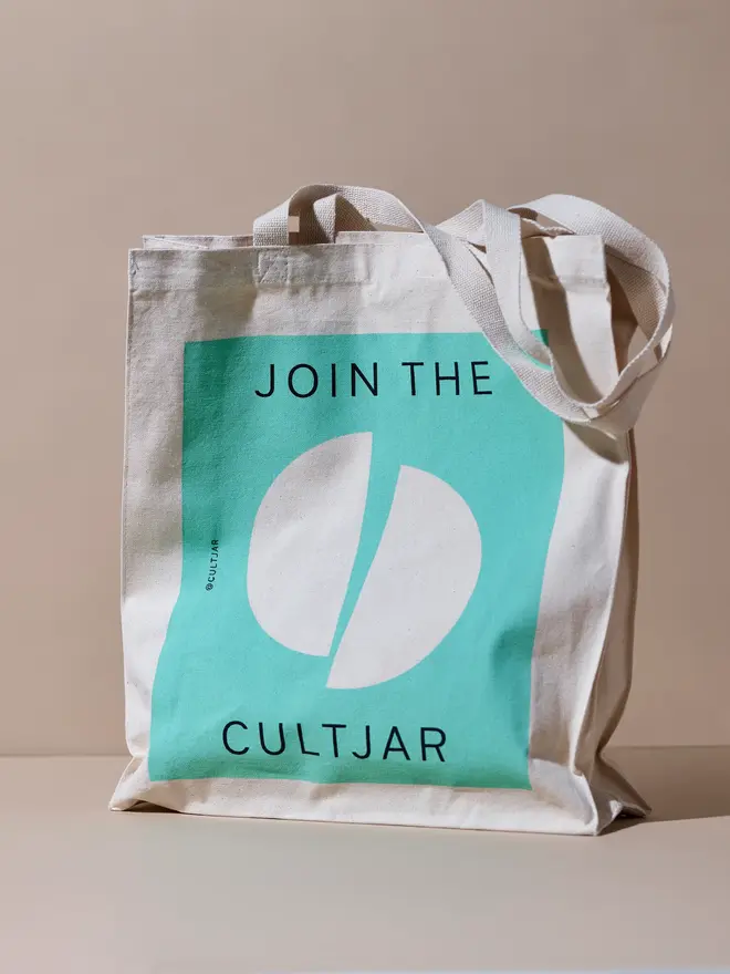 tote with turquoise design