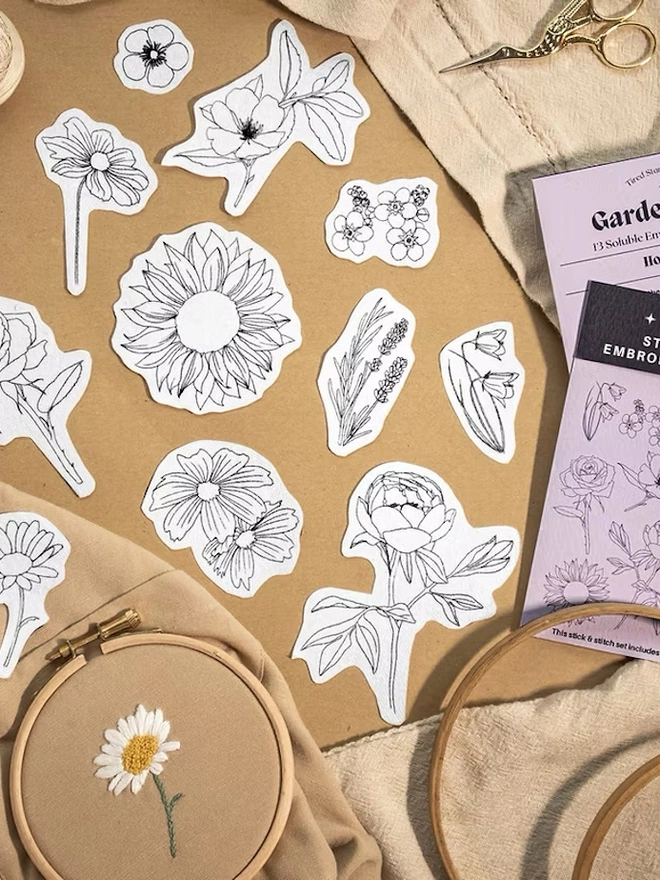 Garden Flora Stick & Stitch Soluble Embroidery Transfer Set