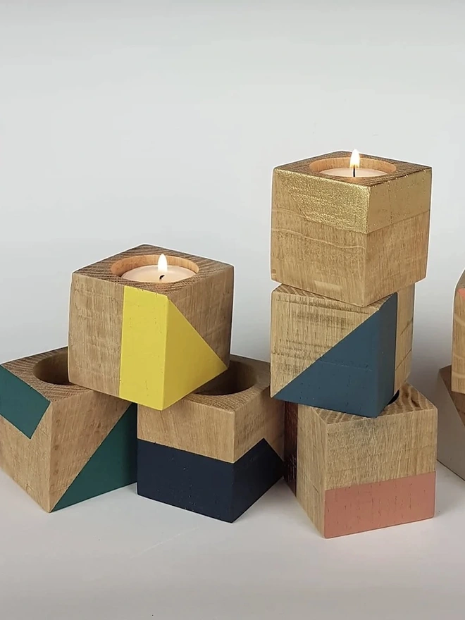 Small Wooden Cube Candle