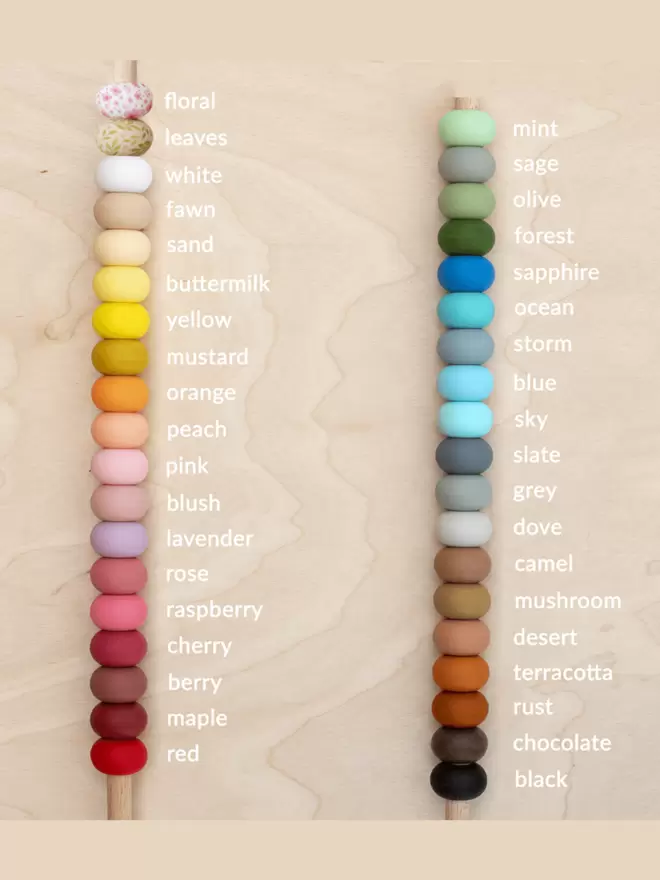 Silicone bead colours