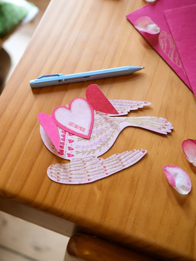 Heart bird Valentine's Day card