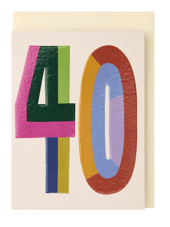Age 40 colour block greeting card