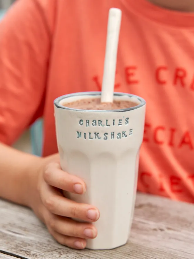 Personalised ceramic milkshake tumbler