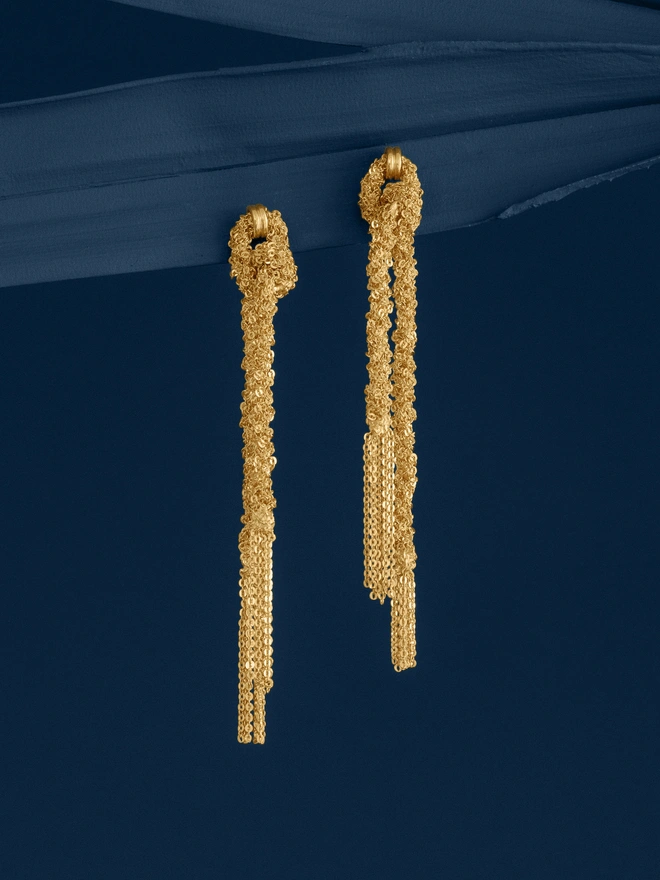 Loel Gold Woven Thread Knot Earrings