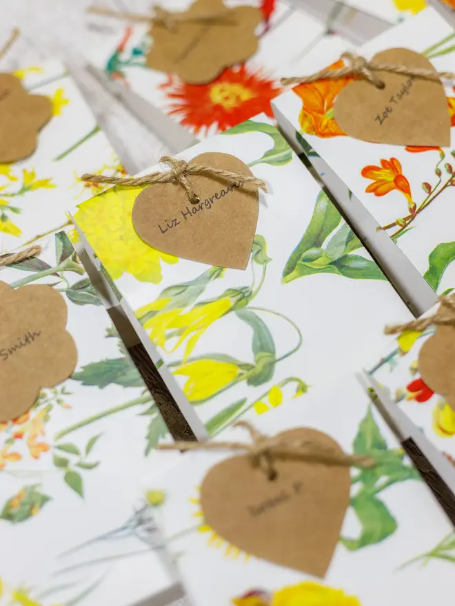 floral personalised wedding favour gift bags