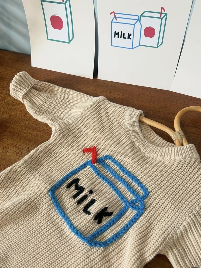 Oversized milk carton knitted romper 
